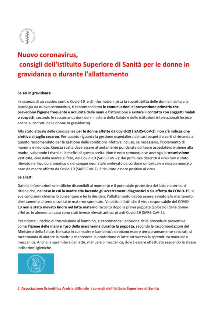 Nuovo coronavirus, consigli dell'Istituito superiore di sanità per le donne  in gravidanza o durante l'allattamento